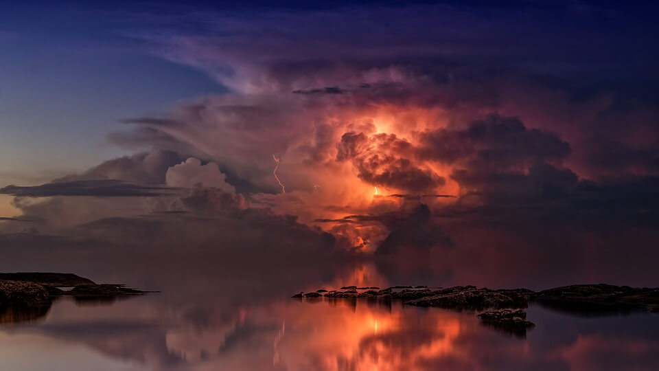 Thunderstorm in the ocean.